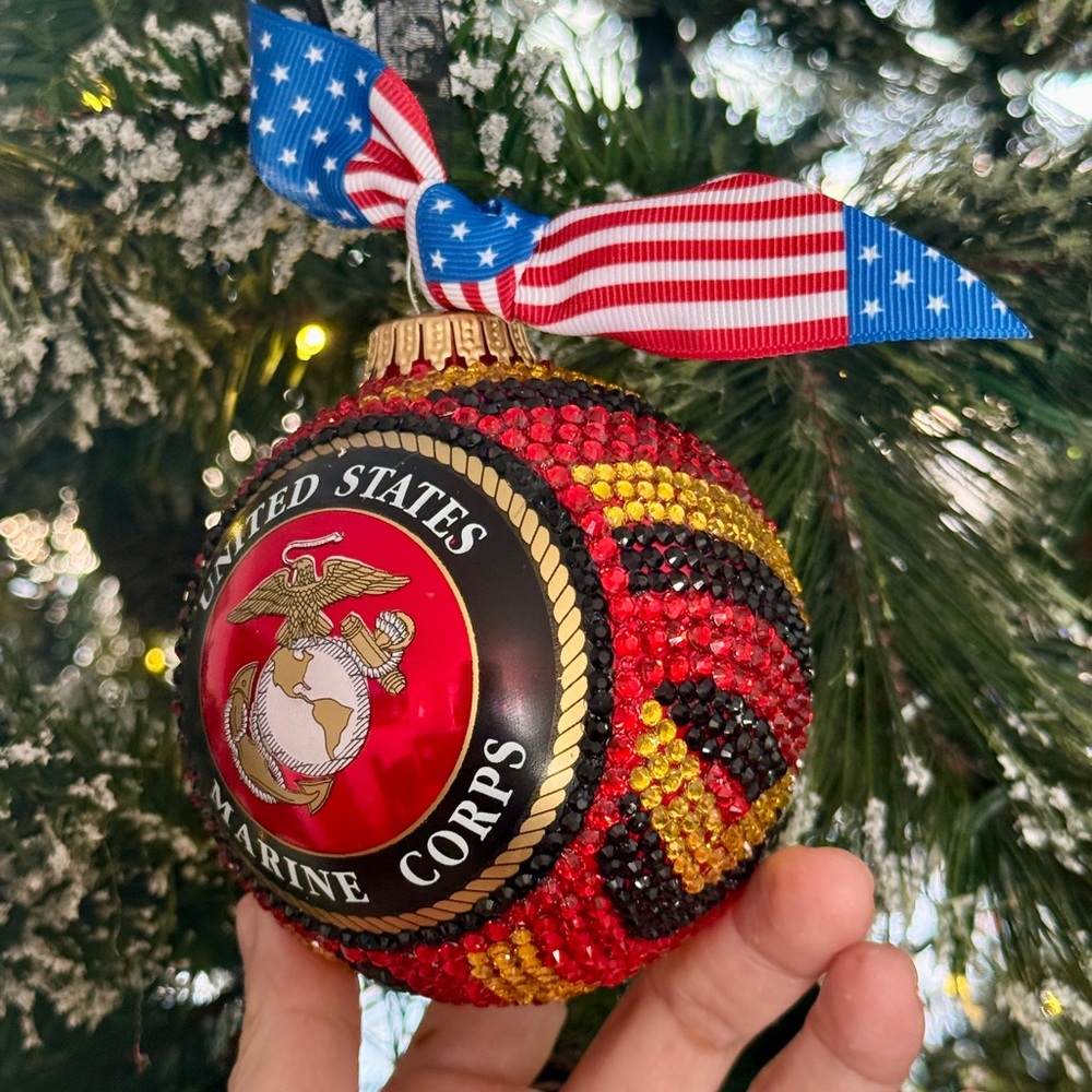 United States Marine Corps Holiday Ornament, Red, Gold, Christmas, Military Gift - Picture 3 of 10